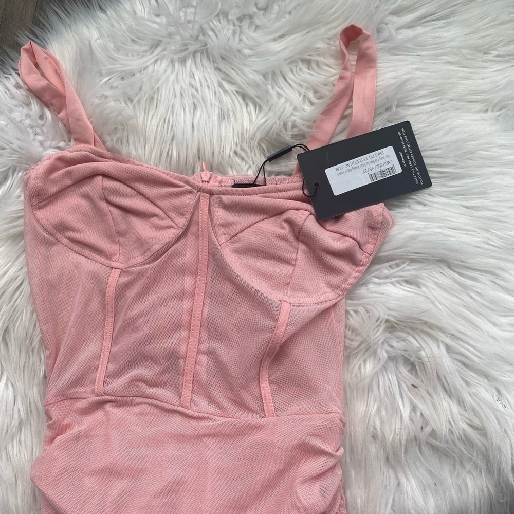 NWT! Shape Dusty Pink Mesh Cup Detail Binding Bodycon Dress size 4